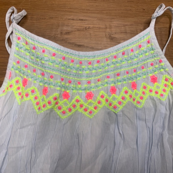 Cat & Jack NWOT Adjustable Long Blue and White Striped Dress with Embroidery - Picture 2 of 10